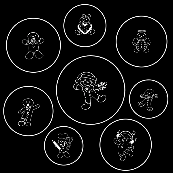 Christmas Gingerbread Gobo Series of 8 Designs